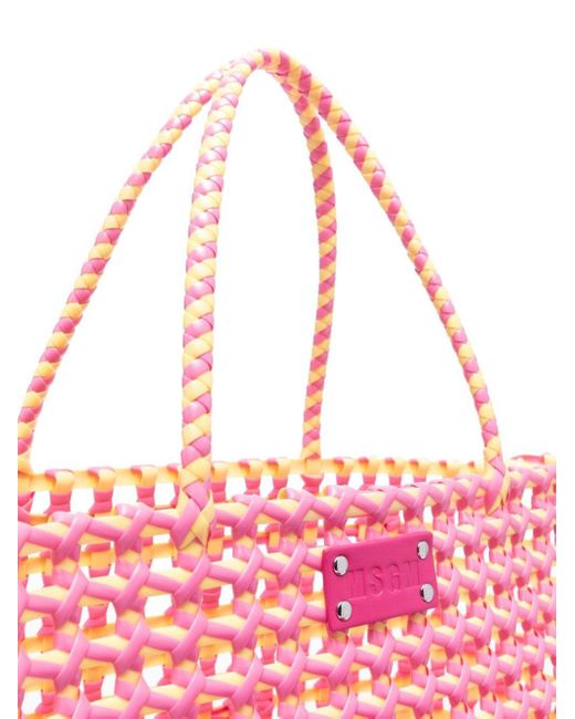 Bolso shopper con parche del logo MSGM de color Pink