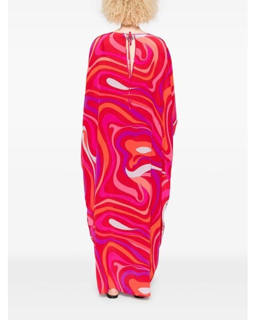 Emilio Pucci Red Marmo-Print Maxi Dress
