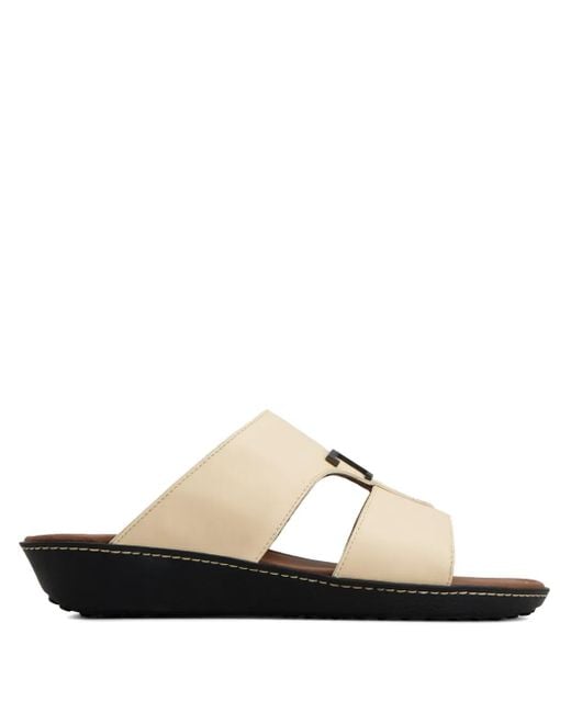Tod's White Leather T-Bar Sandals for men