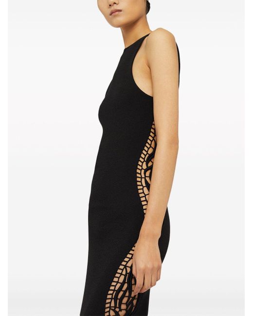 Jil Sander Black Lace-panel Long Sleeveless Dress