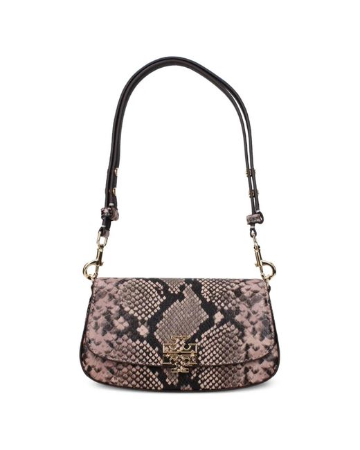 Tory Burch White Kira Snakeskin-Print Shoulder Bag