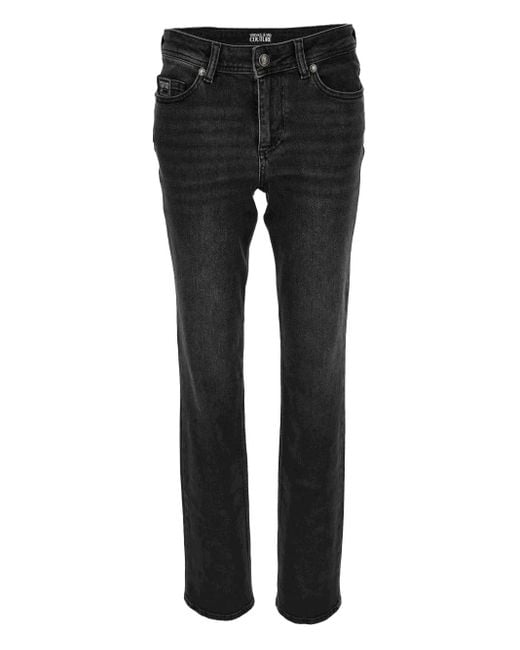 Versace Jeans Couture Black Logo-Plaque Jeans