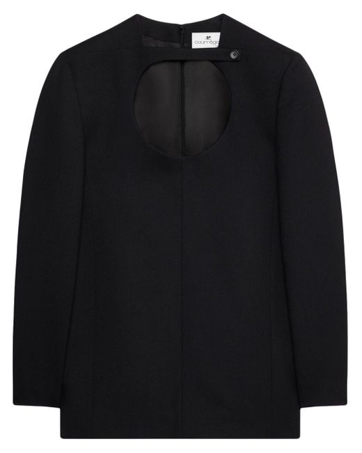 Courreges Maxi-jurk Van Scheerwol in het Black
