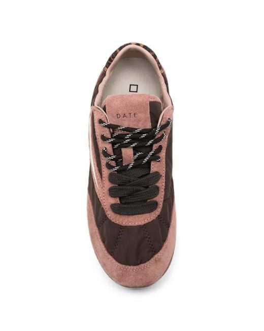 Date Brown Lace-Up Panelled Sneakers