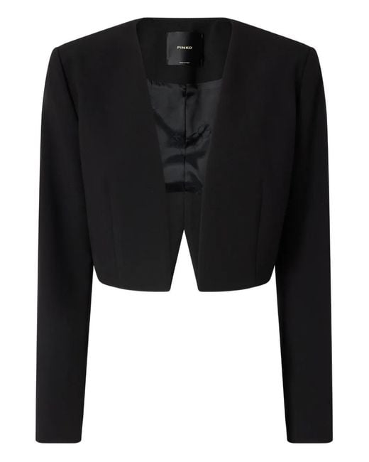 Pinko Black Cropped V-Neck Jacket