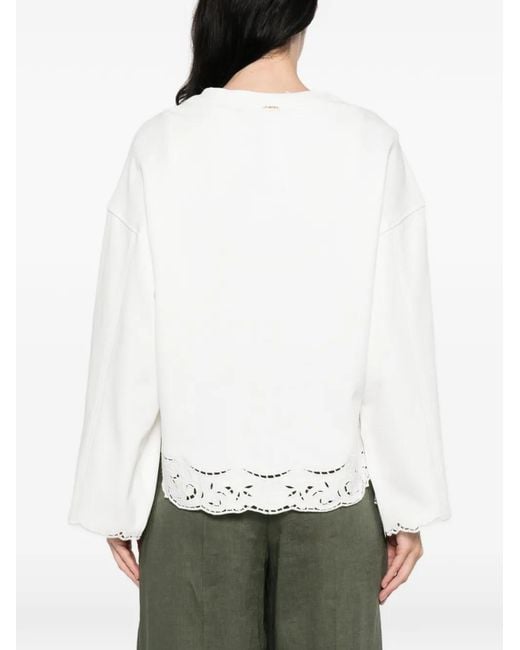 Twinset White Eembroidered-Detail Sweatshirt