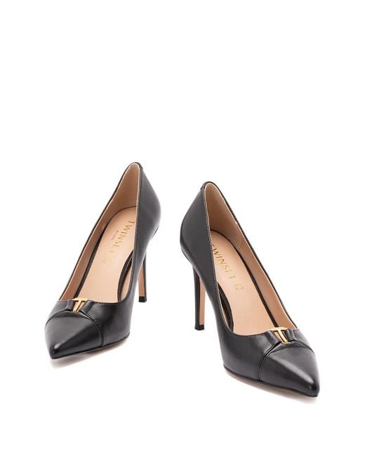 Twinset Brown High Heeled Leather Court Shoes