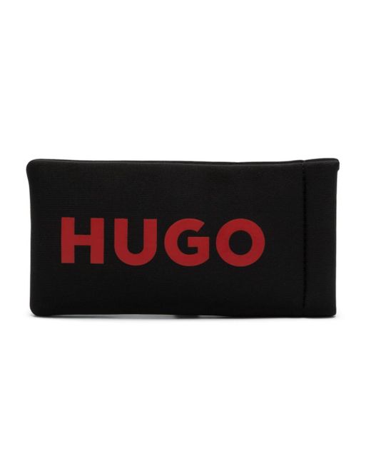 HUGO Blue Logo-embossed Rectangle-frame Sunglasses for men