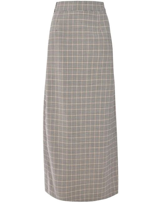 Rabanne Gray Checked Cotton Midi Skirt