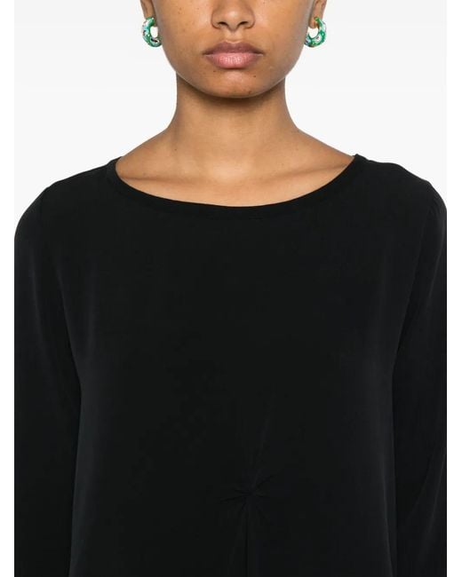 Private 0204 Black Ruched-Detail Midi Dress