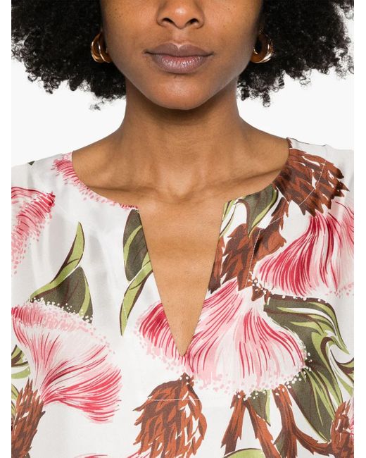 P.A.R.O.S.H. Maxi-Jurk Met Bloemenprint in het White