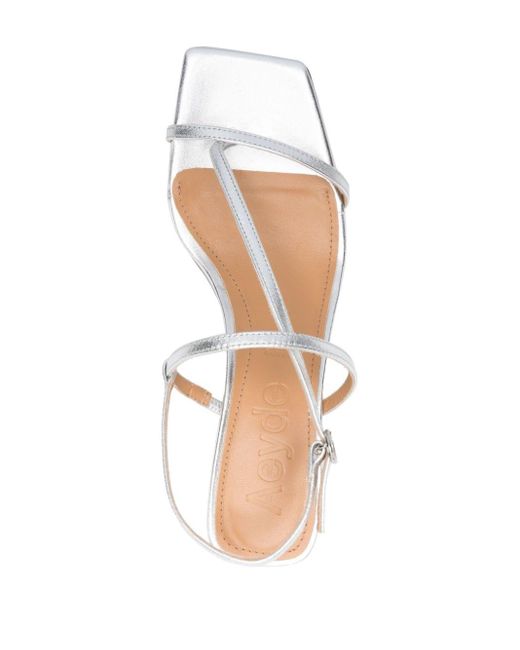 Aeyde White Metallic Leather Sandals