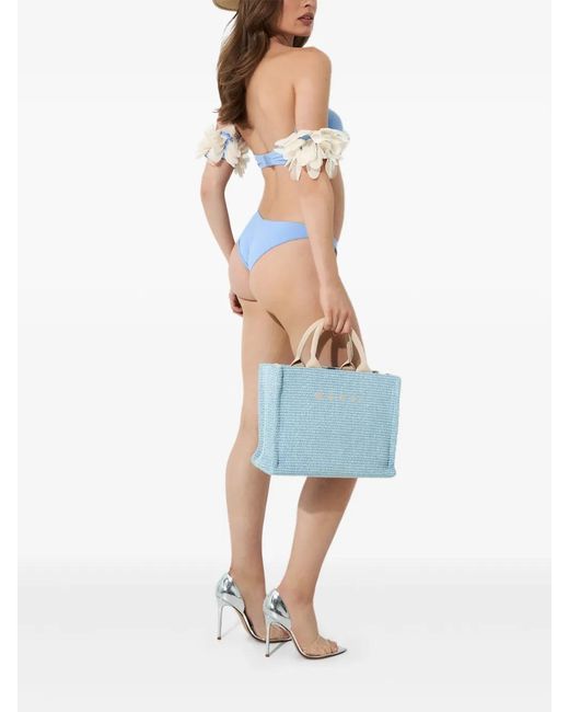LaRevêche Blue Kamila Deep-Cut Bikini Bottoms