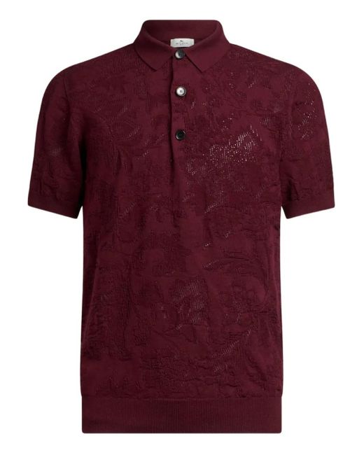 Etro Red Cotton Polo Shirt for men