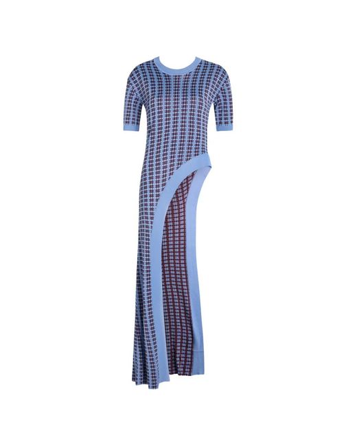 Rabanne Blue Patterned Cut-Out Dress