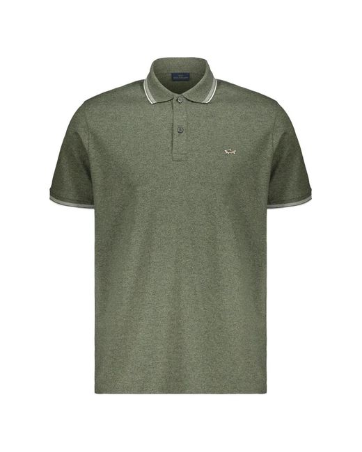 Paul & Shark Green Short-Sleeved Cotton Polo Shirt for men