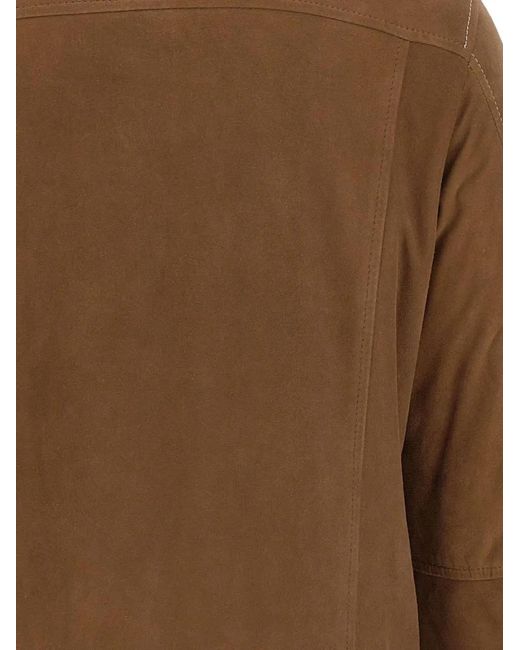 Volfagli Brown Libertà Camoscio Bomber Leather Jacket for men