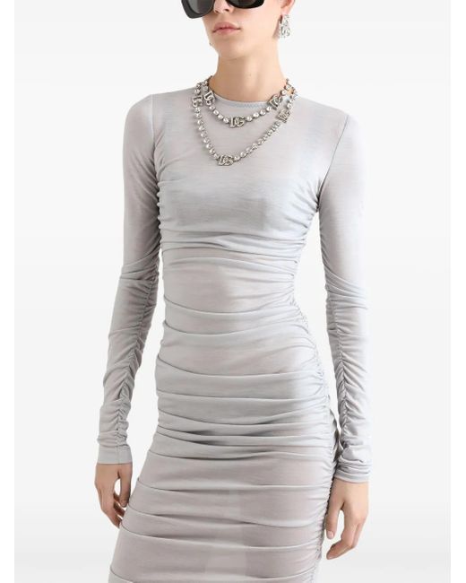 Dolce & Gabbana Gray Ruched Dress