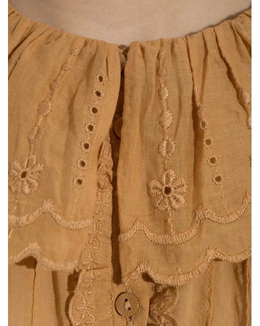 Isabel Marant Natural Lenora Broderie-Anglaise Ruffled Mini Dress