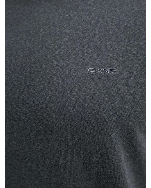 Gant Gray Logo-Embroidered T-Shirt for men