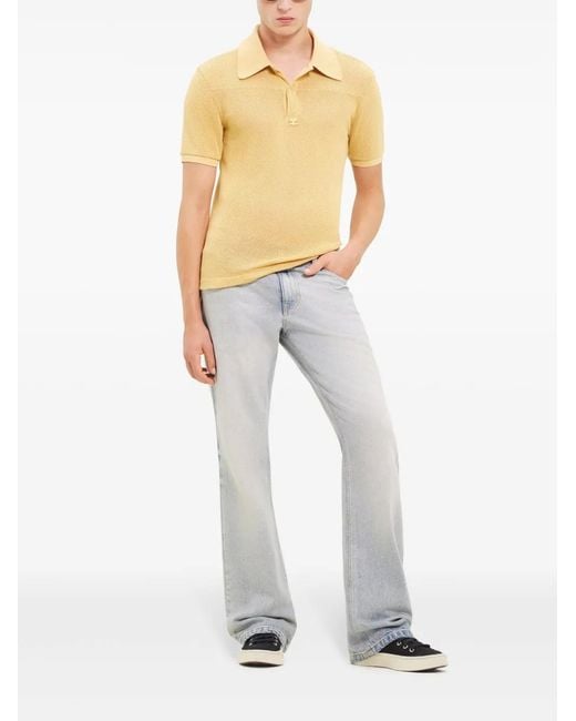 Courreges Yellow Logo-Patch Polo Shirt for men