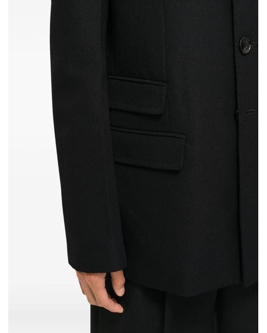 AMI Black New Wool Single Breasted Straight Jacket for men