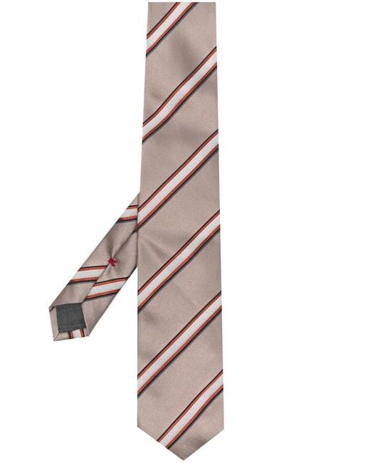 Brunello Cucinelli Multicolor Striped Pointed Tie for men