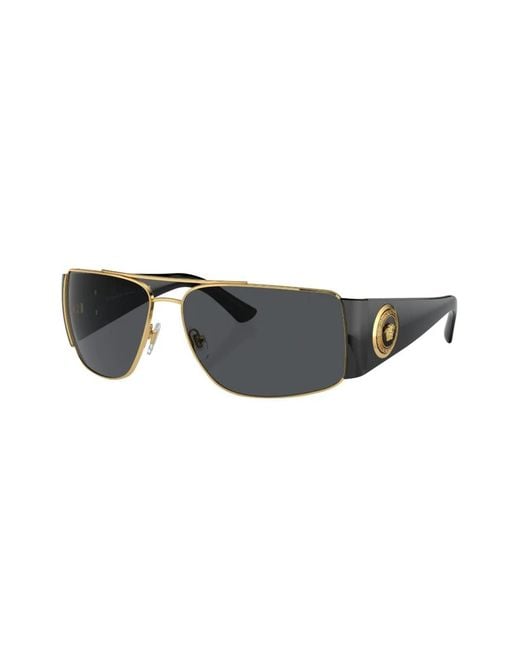 Versace Gray Rectangle-Frame Sunglasses for men