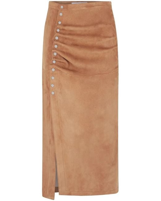 Rabanne Brown Suede Midi Skirt