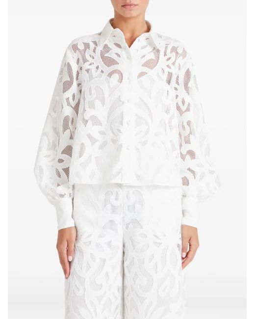 Temperley London White Floral-Lace Shirt