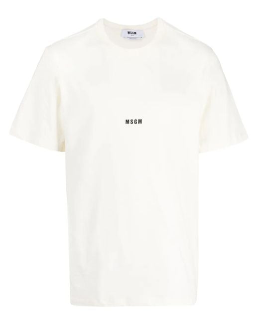 MSGM White T-Shirt With Logo for men