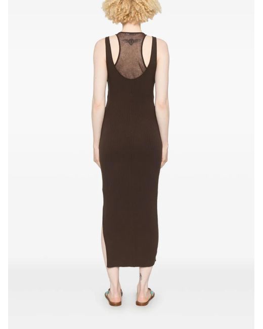 Patrizia Pepe Brown Knitted Midi Dress