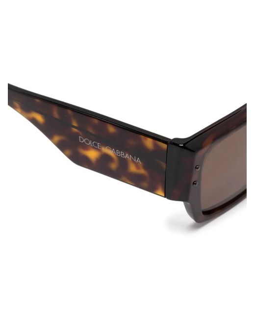 Dolce & Gabbana Natural Tortoiseshell Rectangle-Frame Sunglasses