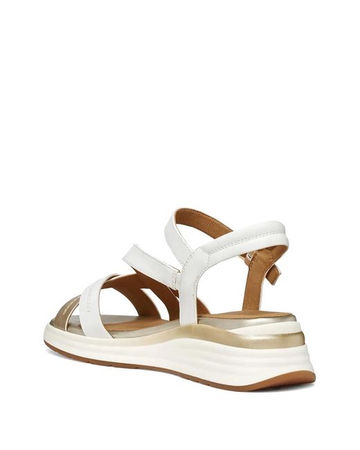Geox White Elowynne Crossover-Strap Sandals