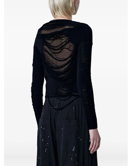 Jersey con efecto envejecido y cuello redondo MM6 by Maison Martin Margiela de color Blue