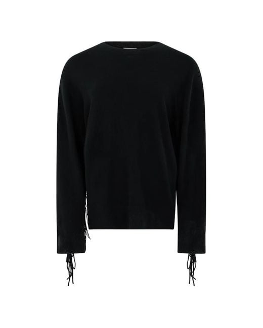 P.A.R.O.S.H. Black Fringe-Detail Sweater
