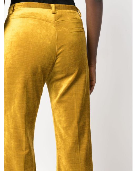 Forte Forte Yellow Mid-rise Velvet Flared Trousers