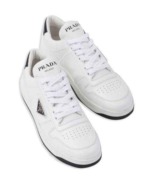 Prada White Downtown Sneaker Aus Perforiertem Leder