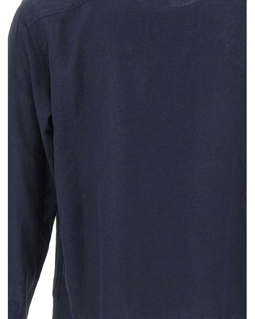 Peuterey Blue Gordon Li Mandarin-Collar Shirt for men