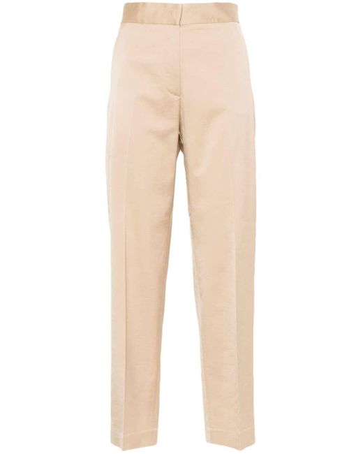 Antonelli Natural Pressed-crease Shantung Tapered Trousers