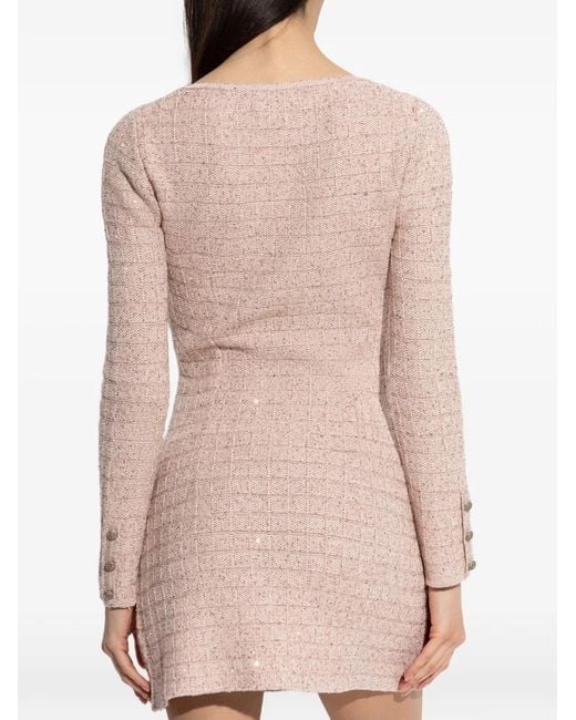 Alessandra Rich Pink Button-Pocket Dress