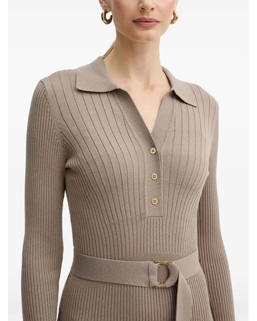 MARCIANO BY GUESS Natural Ribbed Belted Midi Dress