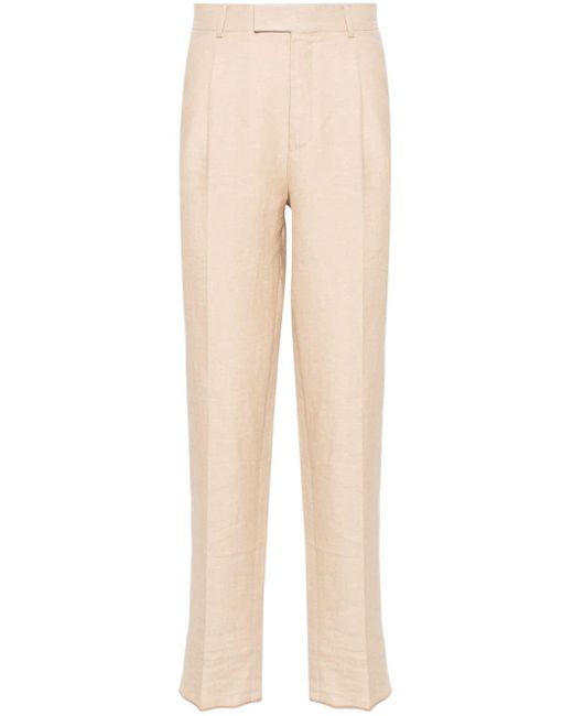 Zegna Natural Pleat-detail Tailored Trousers for men