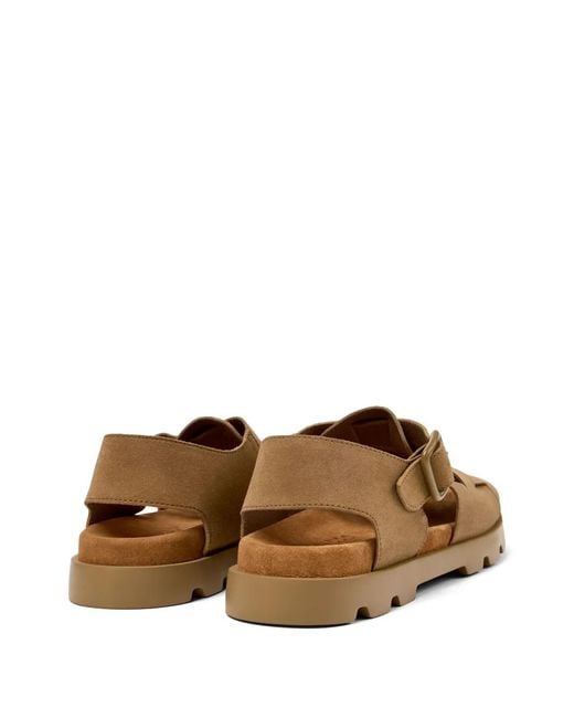 Camper Brown Brutus Buckled Suede Sandals for men