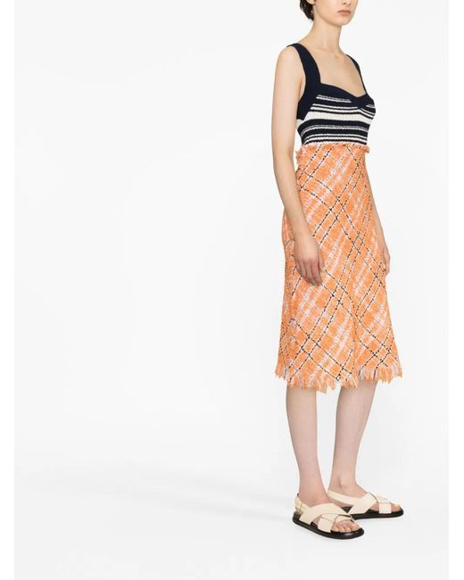 Marni Orange Tweed-Skirt Knitted Dress