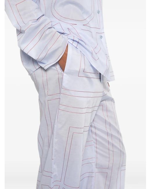 Totême White Elasticated-Waistband Trousers