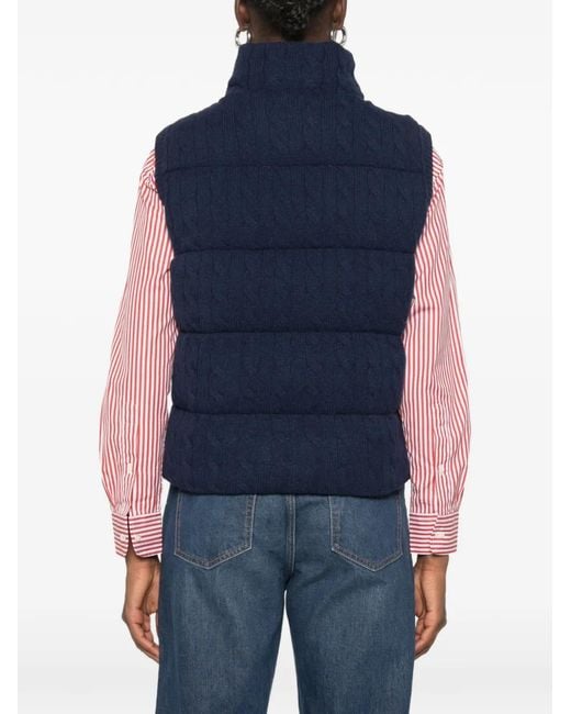 Polo Ralph Lauren Blue Cable-Knit Padded Gilet