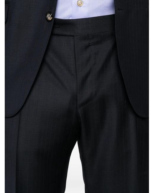 Canali Blue Pinstripe-Pattern Single-Breasted Suit for men