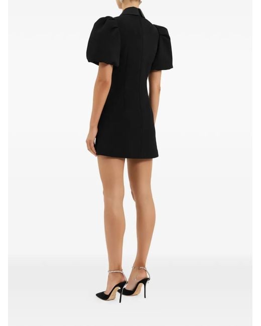 Rebecca Vallance Black Zendaya Crystal-Embellished Puff-Sleeve Mini Dress