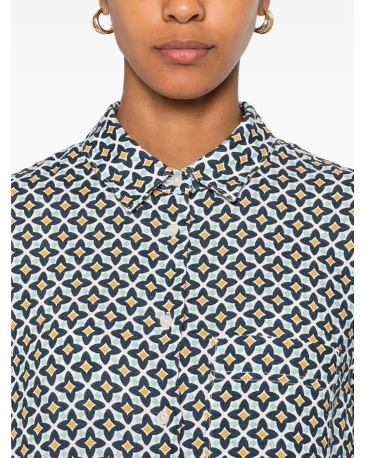 Marc O' Polo Gray Geometric-Print Shirt Midi Dress